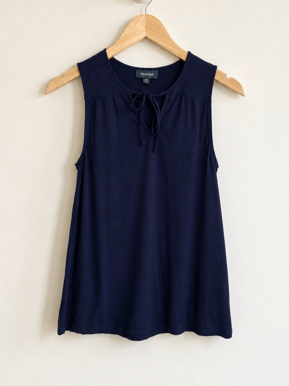 Modcloth Navy Tie-Neck Sleeveless Tank